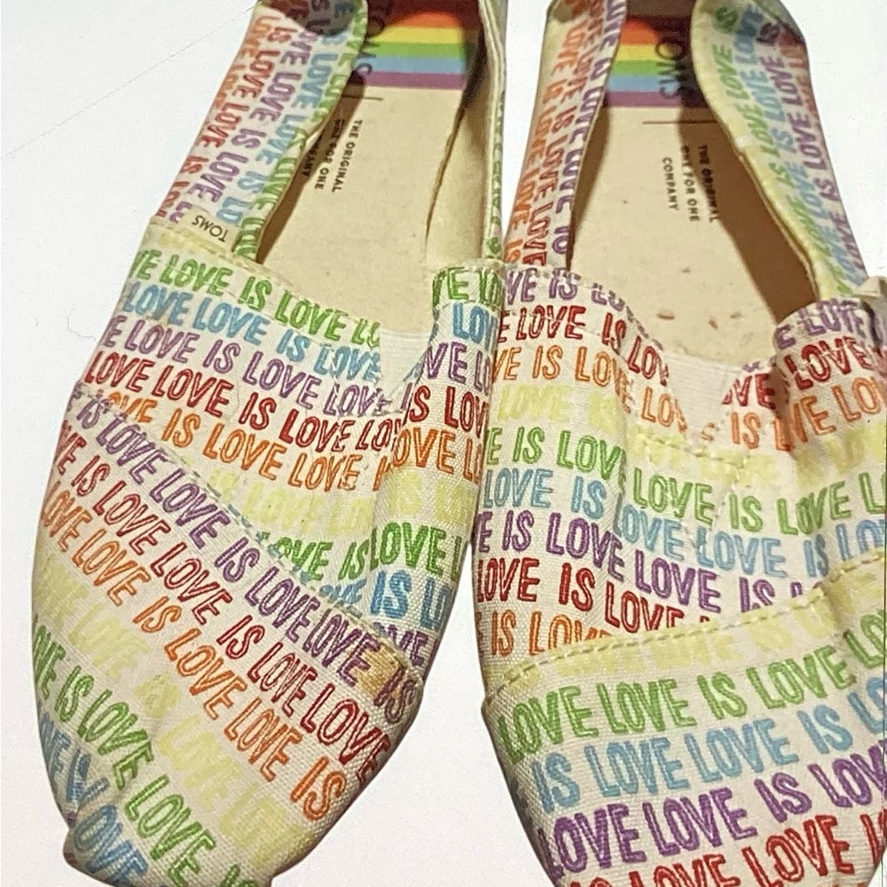 Toms Multicolor 'Love Is Love' Slip-Ons